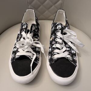 Black and White Skull Sneakers